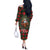 Santa and Higland Cows Scottish Christmas Off The Shoulder Long Sleeve Dress Tartan Pattern - Wonder Print Shop