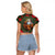 Santa and Higland Cows Scottish Christmas Raglan Cropped T Shirt Tartan Pattern