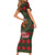 Santa and Higland Cows Scottish Christmas Short Sleeve Bodycon Dress Tartan Pattern