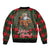 Santa and Higland Cows Scottish Christmas Sleeve Zip Bomber Jacket Tartan Pattern - Wonder Print Shop