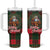 Santa and Higland Cows Scottish Christmas Tumbler With Handle Tartan Pattern