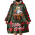 Santa and Higland Cows Scottish Christmas Wearable Blanket Hoodie Tartan Pattern - Wonder Print Shop