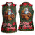 Santa and Higland Cows Scottish Christmas Women Sleeveless Polo Shirt Tartan Pattern