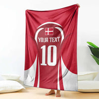 Red and white football jersey blanket draped indoors showing number 10 and “YOUR TEXT”