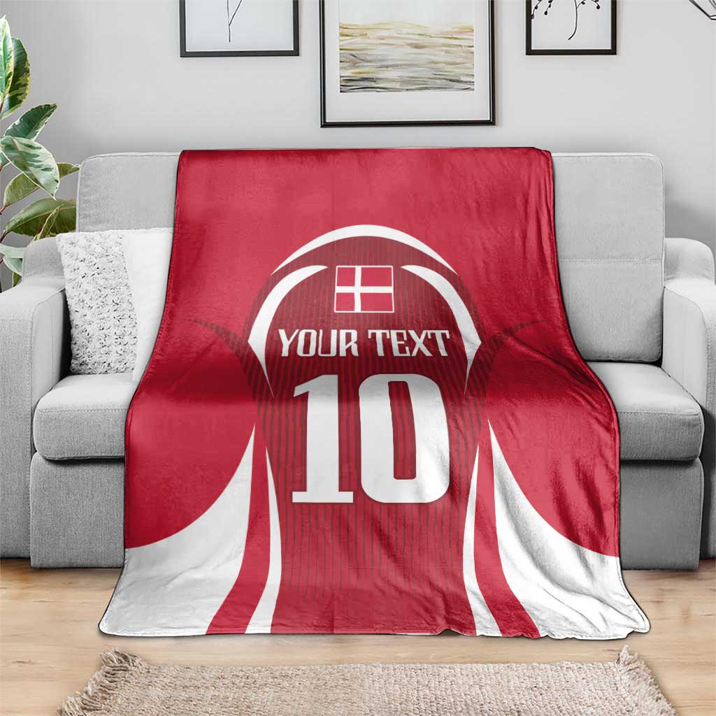 Red and white jersey-style blanket with number 10 and “YOUR TEXT” centered