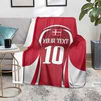 Red and white football jersey blanket featuring number 10 and “YOUR TEXT”