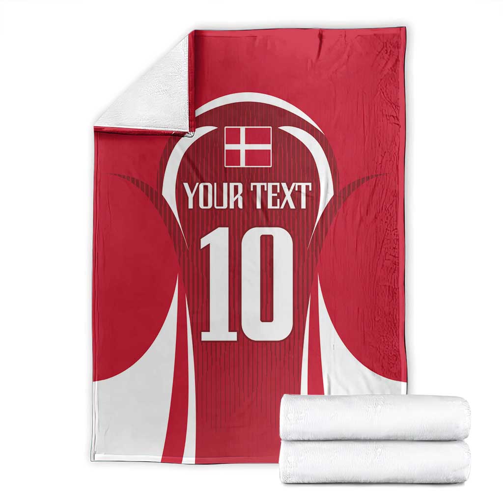Red and white football jersey blanket with number 10 design and “YOUR TEXT” graphic