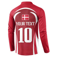 Red button football sweatshirt back with white icon, YOUR TEXT, and large number 10