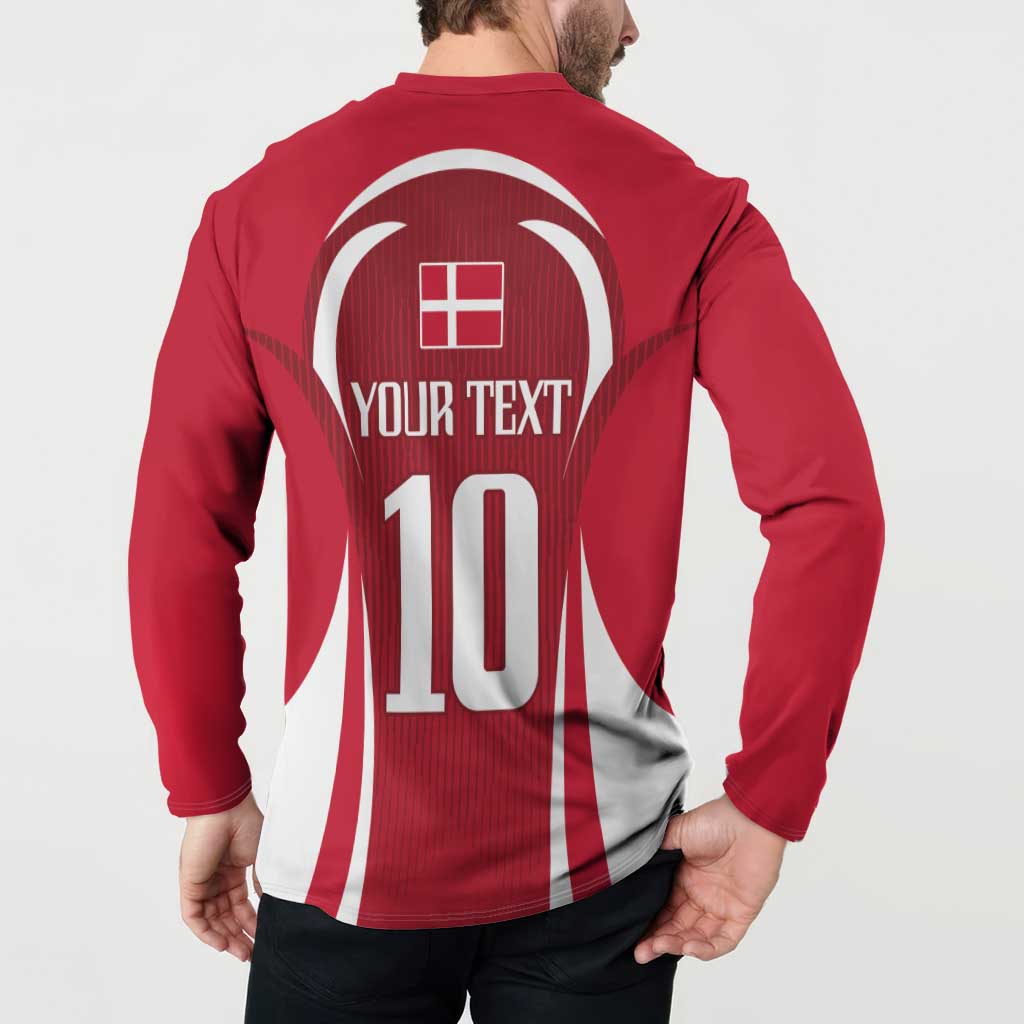 Red button football sweatshirt back print with white icon, YOUR TEXT, and number 10