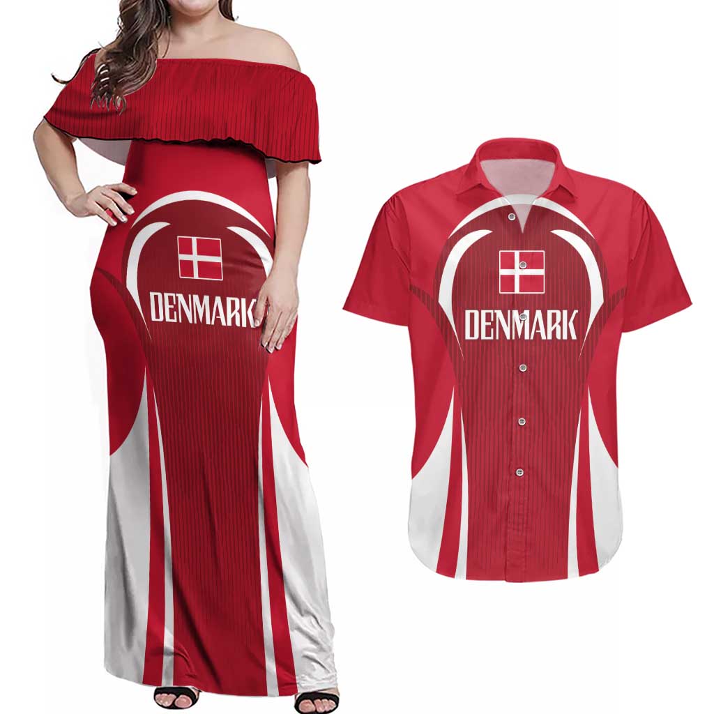 Denmark Football 2024 Go Champion Couples Matching Off Shoulder Maxi Dress and Hawaiian Shirt - Wonder Print Shop