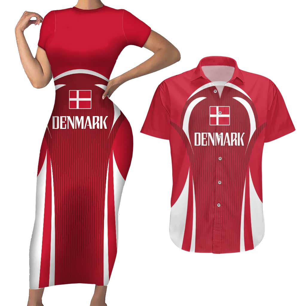 Denmark Football 2024 Go Champion Couples Matching Short Sleeve Bodycon Dress and Hawaiian Shirt - Wonder Print Shop