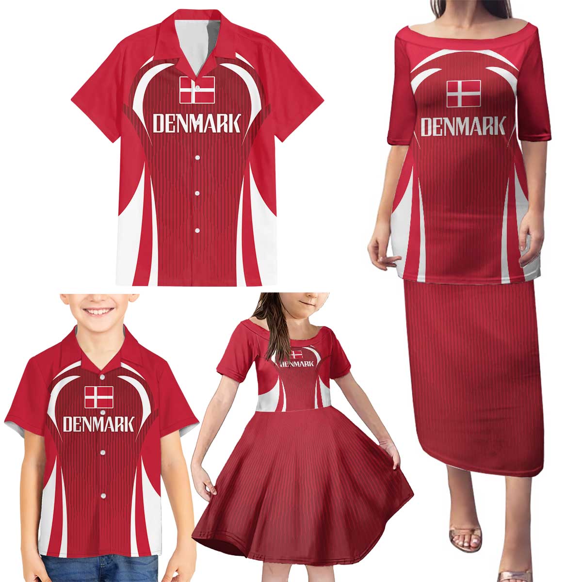 Denmark Football 2024 Go Champion Family Matching Puletasi and Hawaiian Shirt - Wonder Print Shop