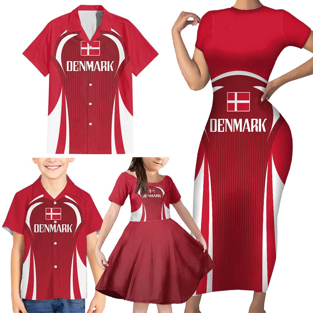 Denmark Football 2024 Go Champion Family Matching Short Sleeve Bodycon Dress and Hawaiian Shirt - Wonder Print Shop