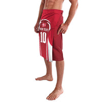 Red football lavalava shorts with 10 number front panel and elastic waistband