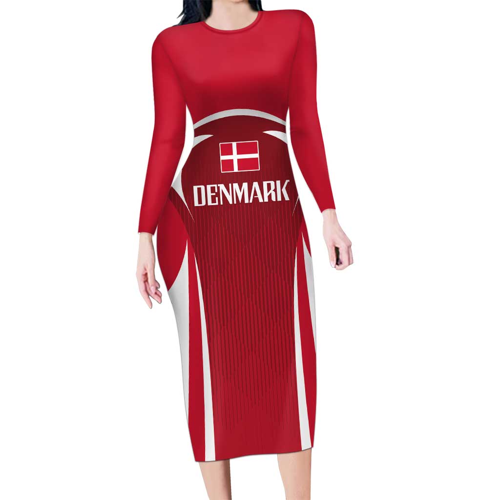 Denmark Football 2024 Go Champion Long Sleeve Bodycon Dress - Wonder Print Shop