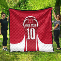 Red and white stadium quilt blanket with number 10 and custom text center graphic