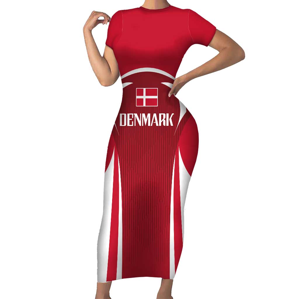 Denmark Football 2024 Go Champion Short Sleeve Bodycon Dress - Wonder Print Shop