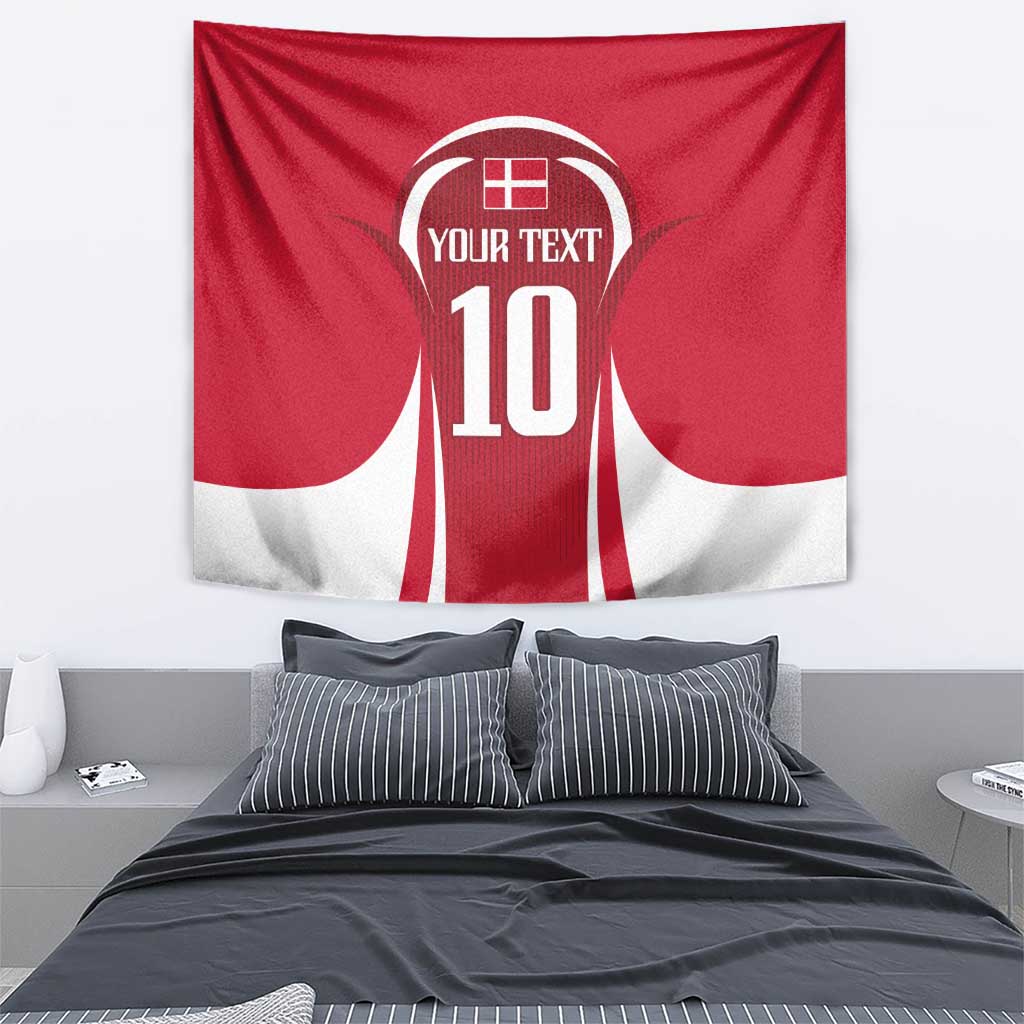 Red and white jersey-style tapestry with YOUR TEXT and number 10
