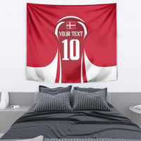 Red and white jersey-style tapestry with YOUR TEXT and number 10