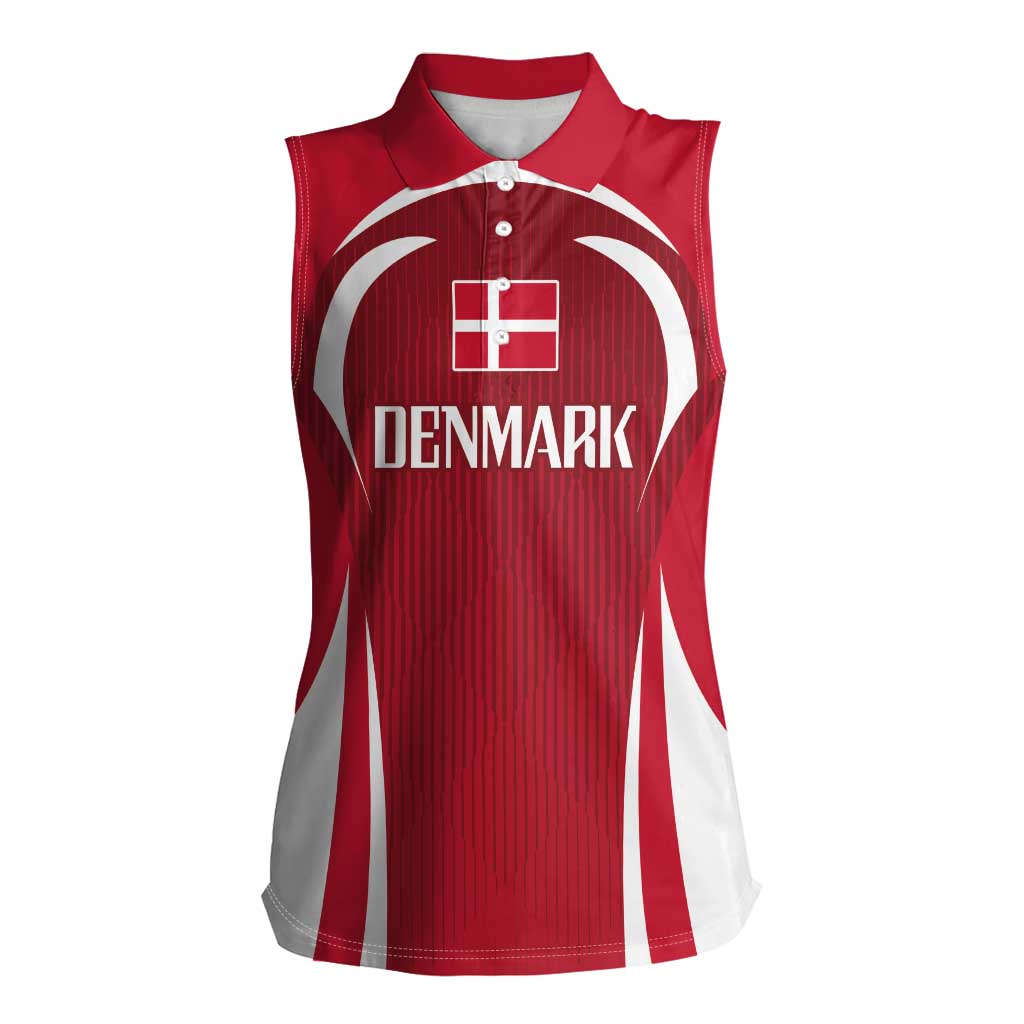 Denmark Football 2024 Go Champion Women Sleeveless Polo Shirt