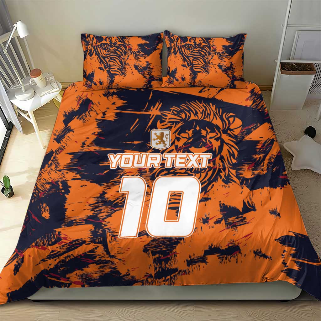 Orange tiger-print bedding set with “YOURTEXT” and large “10” on duvet