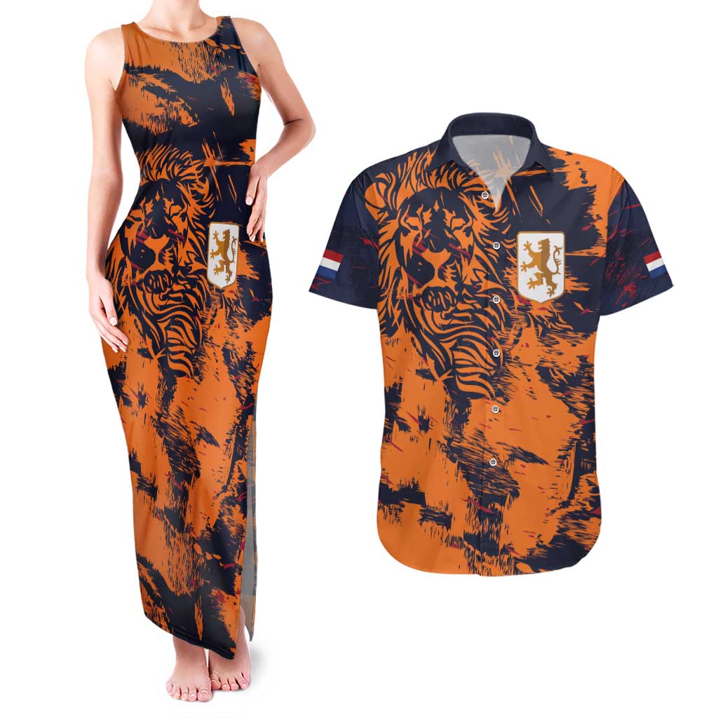 Netherlands Football 2024 Go Champion Couples Matching Tank Maxi Dress and Hawaiian Shirt - Wonder Print Shop