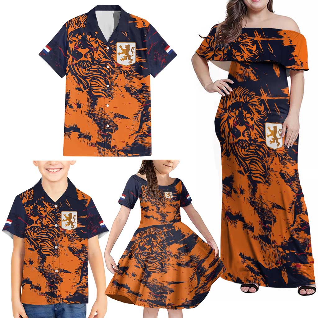 Netherlands Football 2024 Go Champion Family Matching Off Shoulder Maxi Dress and Hawaiian Shirt - Wonder Print Shop