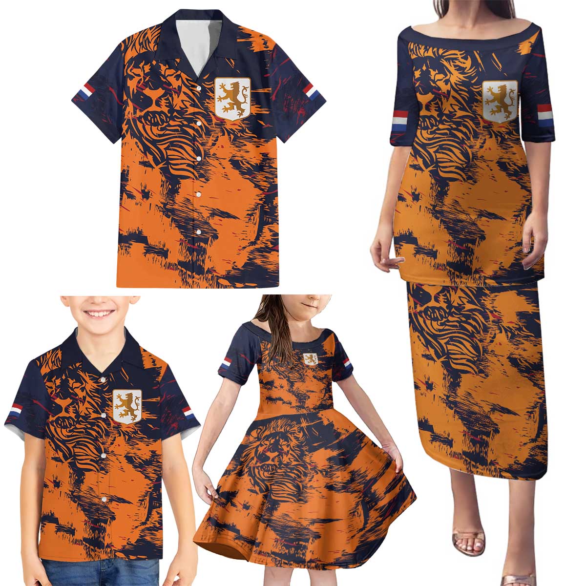 Netherlands Football 2024 Go Champion Family Matching Puletasi and Hawaiian Shirt - Wonder Print Shop