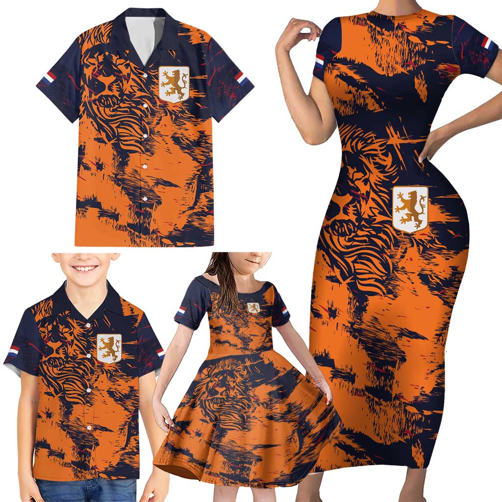 Netherlands Football 2024 Go Champion Family Matching Short Sleeve Bodycon Dress and Hawaiian Shirt - Wonder Print Shop