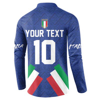 Blue back graphic sweatshirt with Italy crest, 'YOUR TEXT' and number 10, long sleeves
