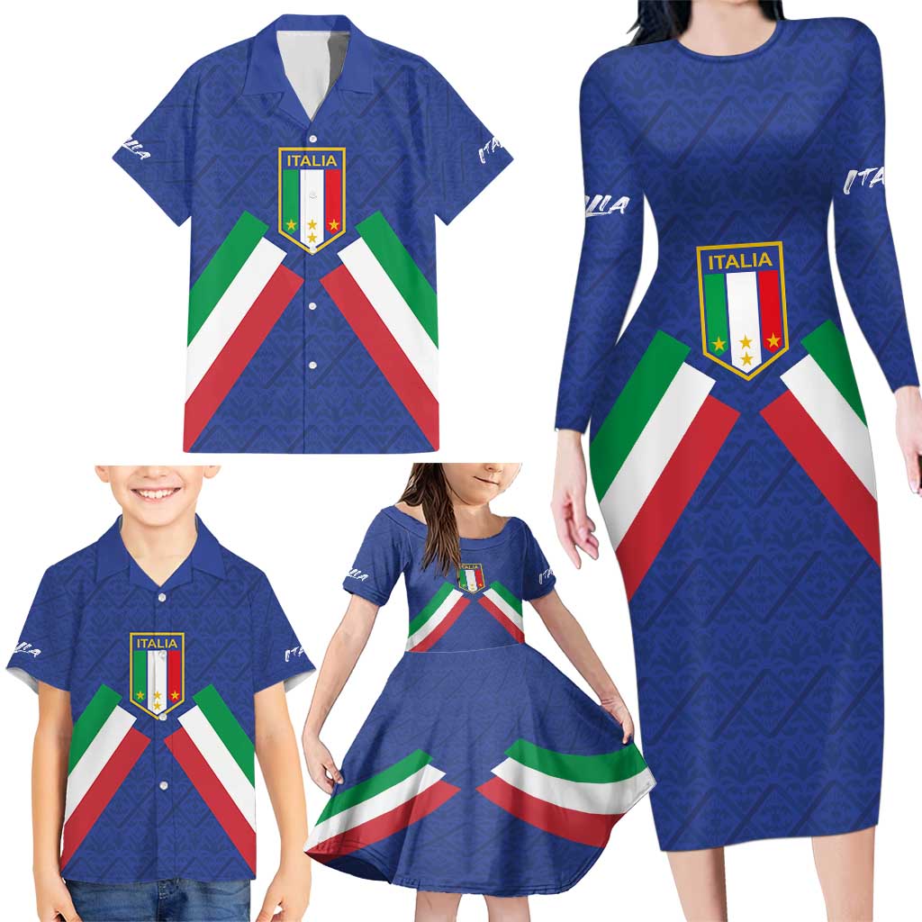 Italy Football 2024 Go Champion Family Matching Long Sleeve Bodycon Dress and Hawaiian Shirt - Wonder Print Shop