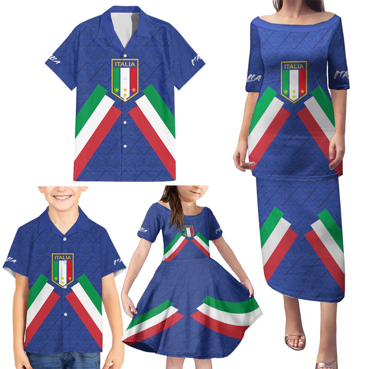 Italy Football 2024 Go Champion Family Matching Puletasi and Hawaiian Shirt - Wonder Print Shop