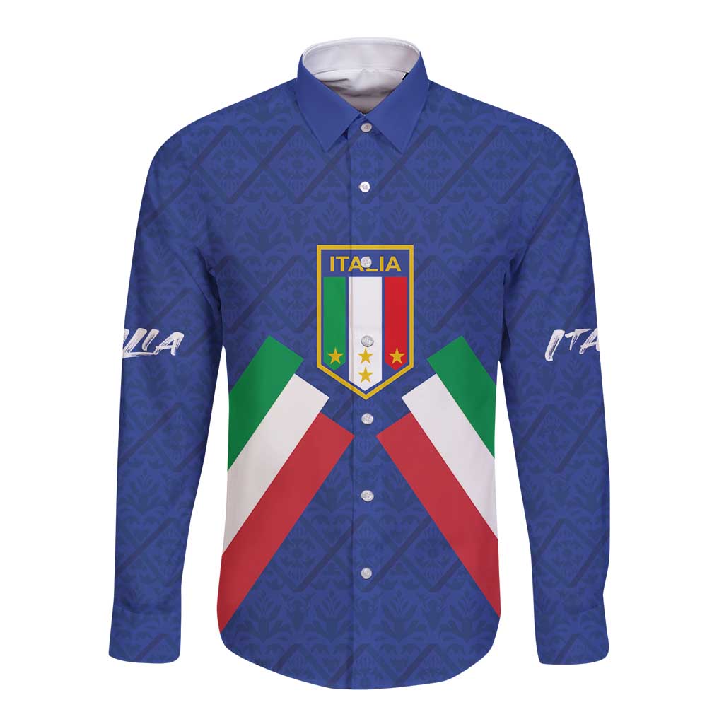 Italy Football 2024 Go Champion Long Sleeve Button Shirt - Wonder Print Shop