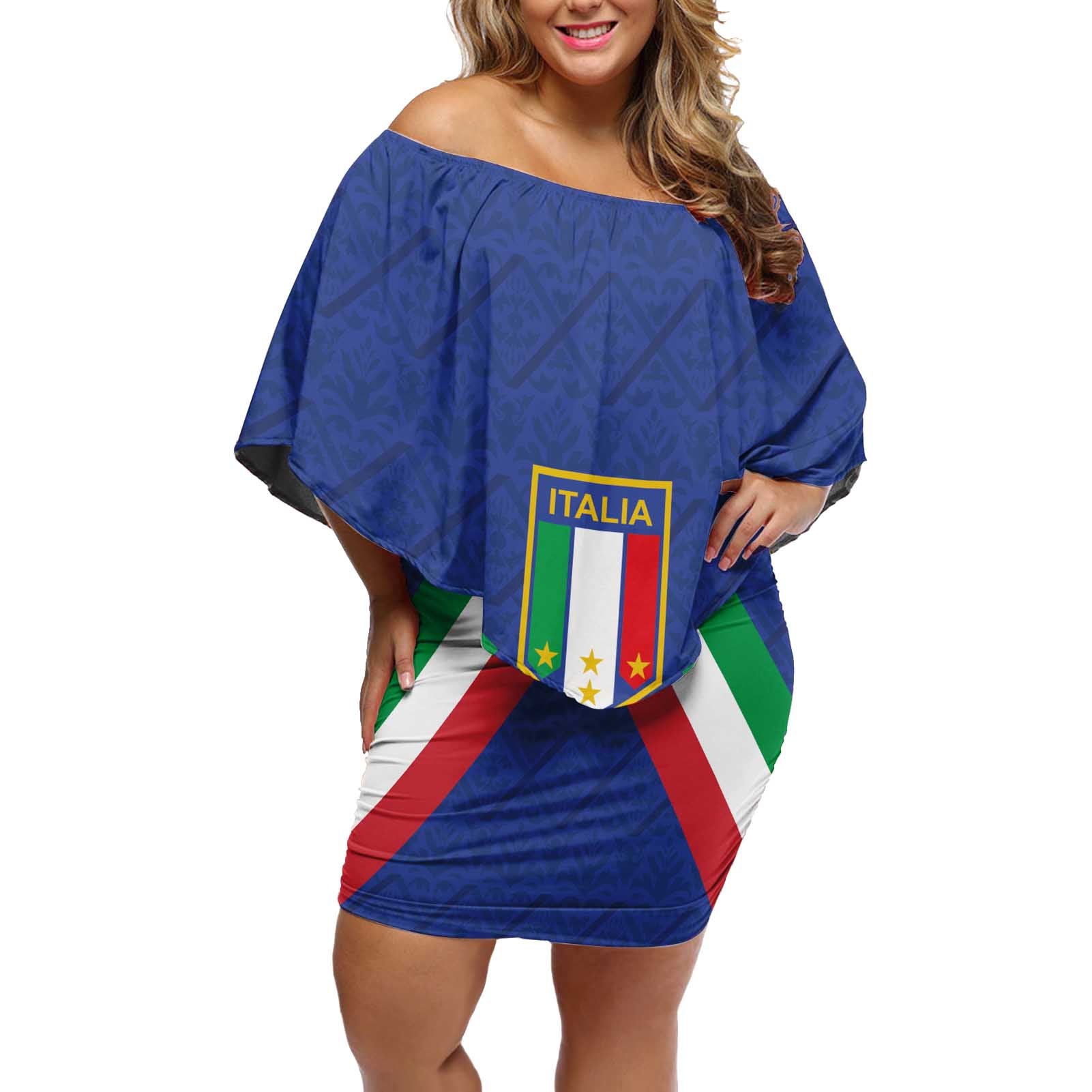 Italy Football 2024 Go Champion Off Shoulder Short Dress - Wonder Print Shop