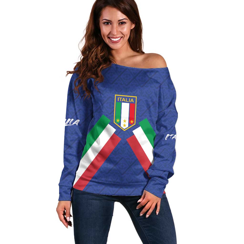 Italy Football 2024 Go Champion Off Shoulder Sweater - Wonder Print Shop