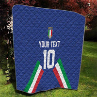 Blue quilted football quilt with Italy crest and number 10 jersey graphic