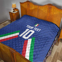 Blue Italy football quilt with flag print and text placeholder
