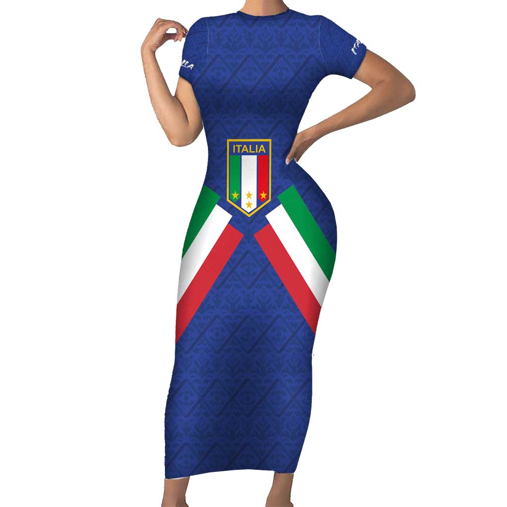 Italy Football 2024 Go Champion Short Sleeve Bodycon Dress