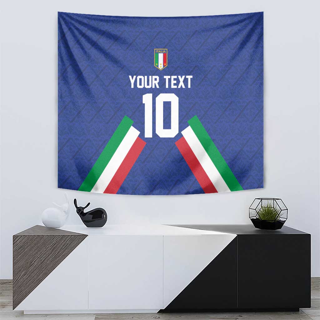 Blue Italy football wall tapestry featuring crest, YOUR TEXT, number 10, tricolor
