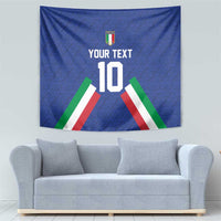 Blue Italy football tapestry showing crest, YOUR TEXT, number 10, tricolor stripes