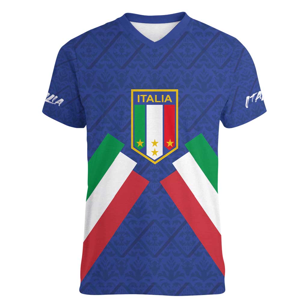 Italy Football 2024 Go Champion Women V-Neck T-Shirt