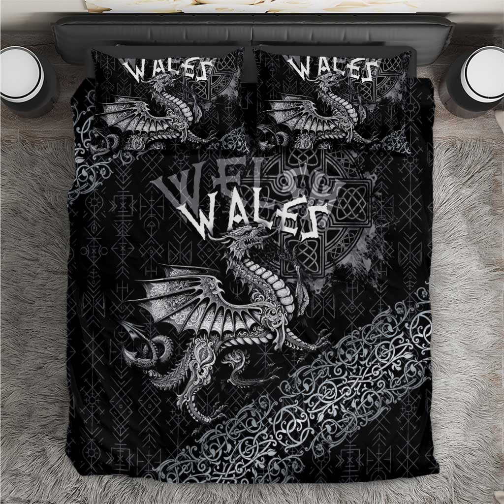 Welsh Celtic Culture Bedding Set Wales Y Ddraig Goch with Runes Symbols - Wonder Print Shop