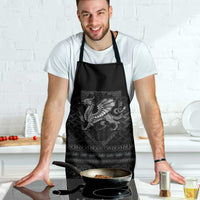 Black apron with Celtic dragon knot front print and neck strap