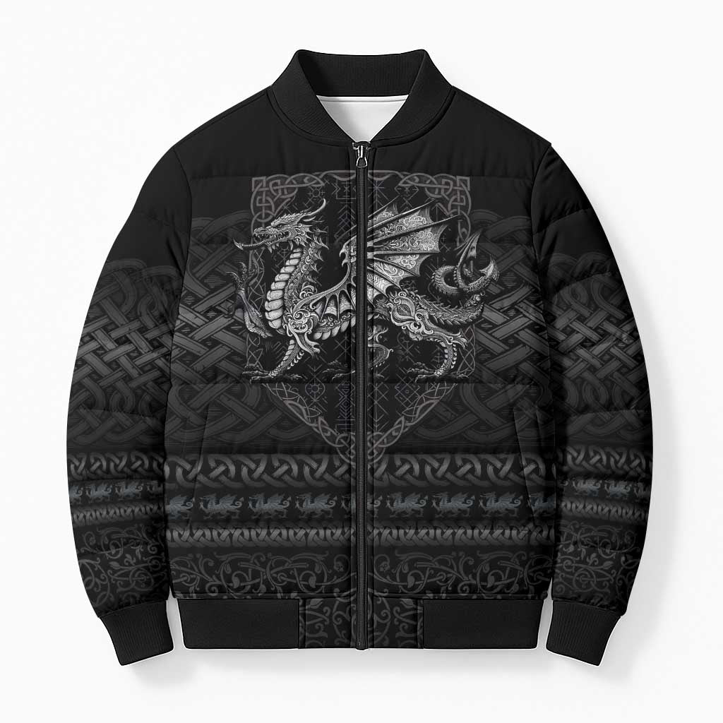 Welsh Celtic Culture Bomber Puffer Jacket Wales Y Ddraig Goch with Knot - Wonder Print Shop