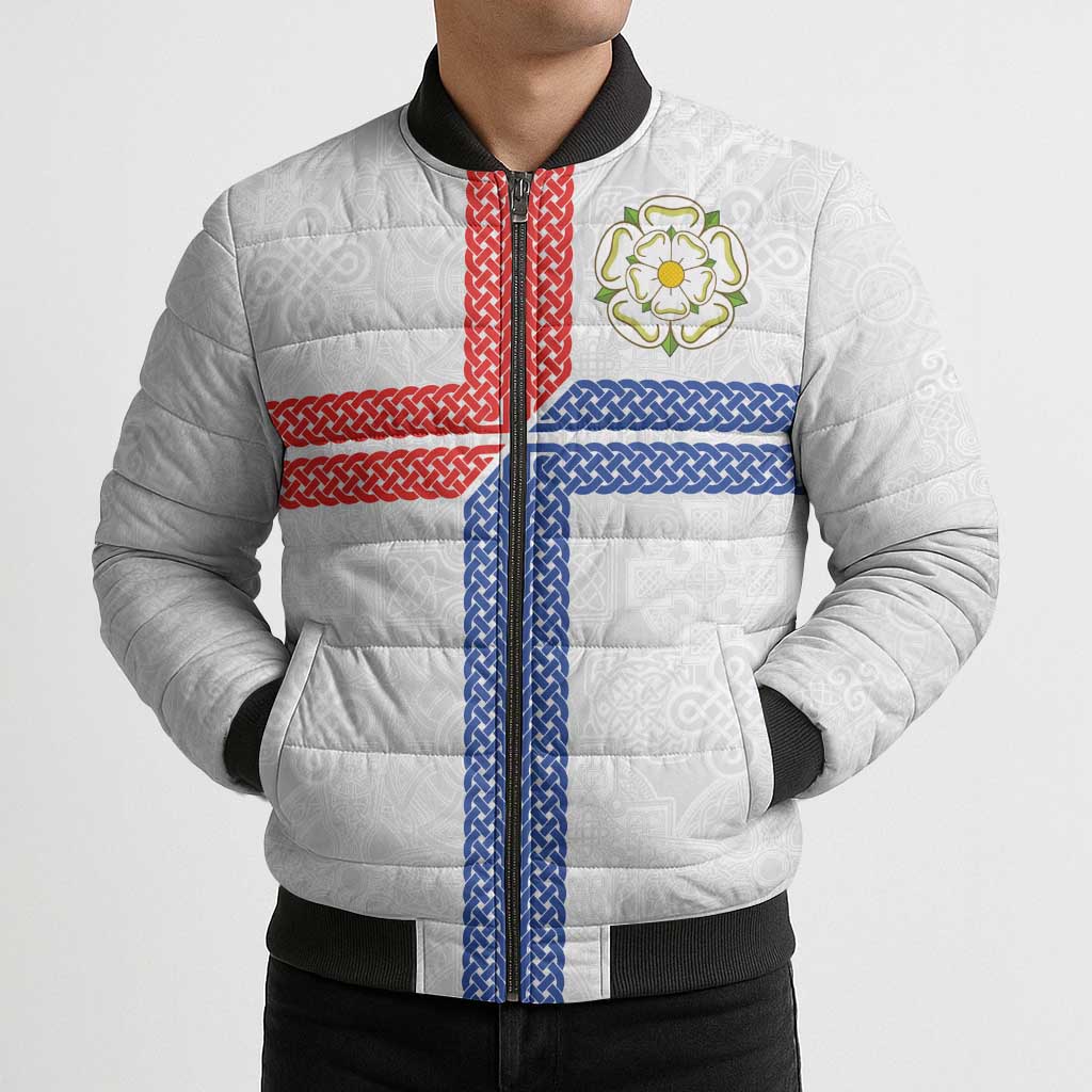 Personalized Yorkshire Celtic Heritage Bomber Puffer Jacket Cross Style - Wonder Print Shop