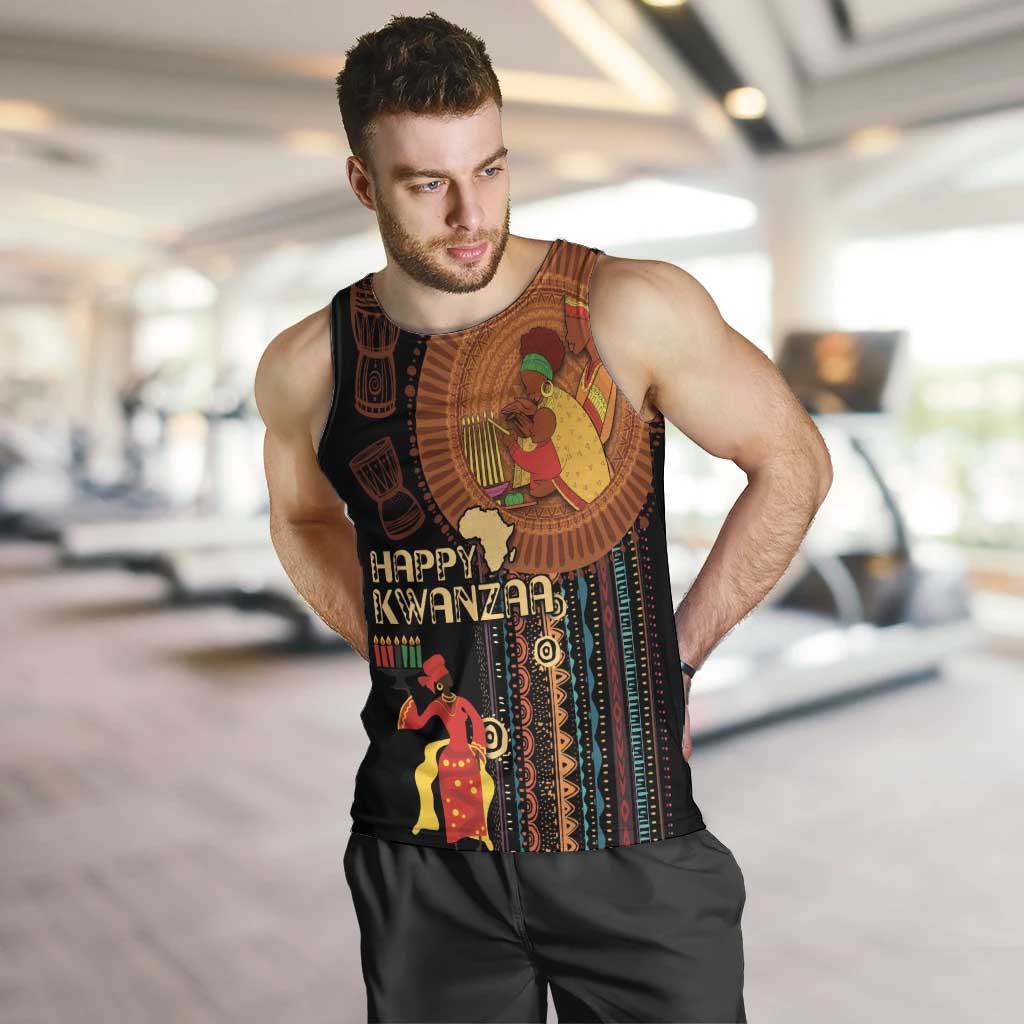 Happy Kwanzaa African Tribal Pattern Men Tank Top - Wonder Print Shop