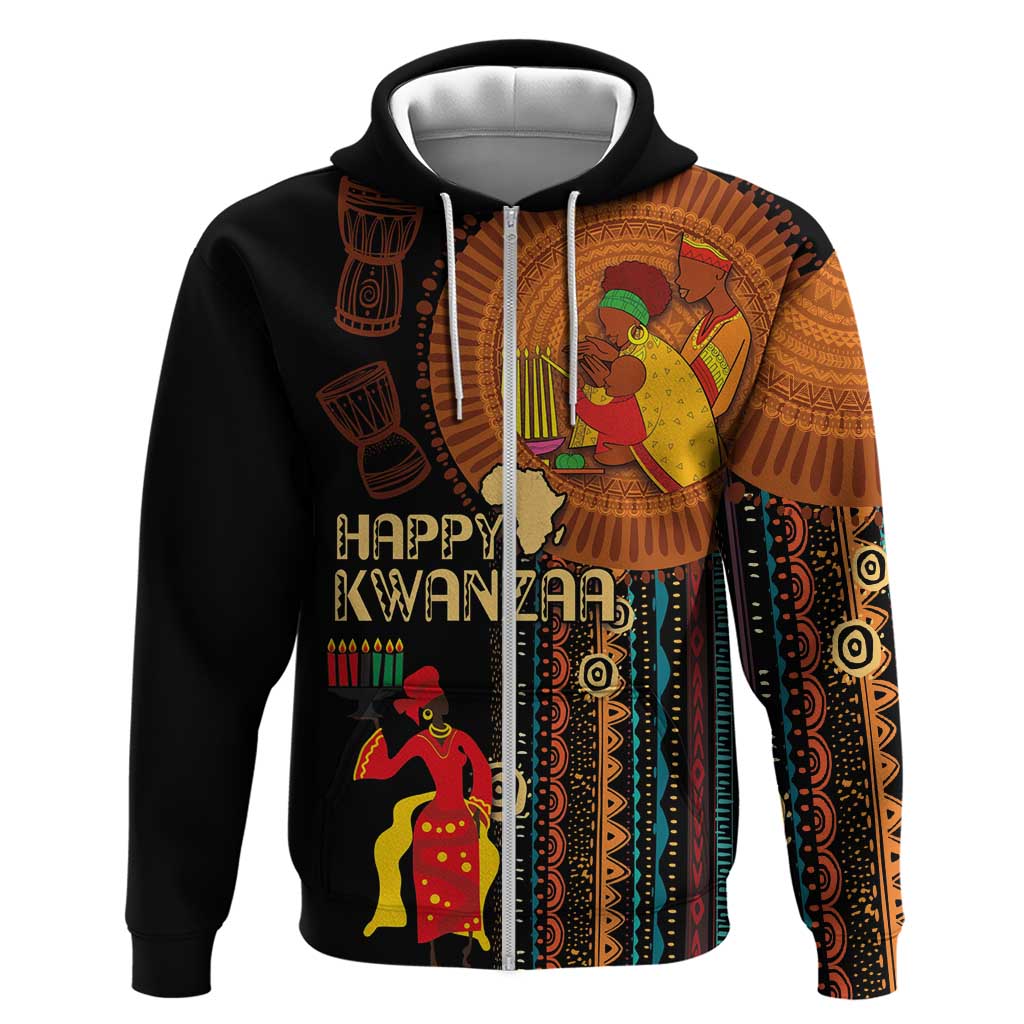 Happy Kwanzaa African Tribal Pattern Zip Hoodie - Wonder Print Shop