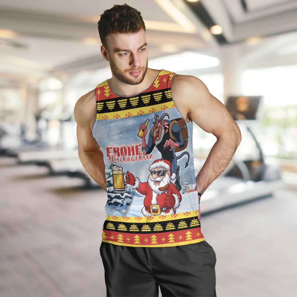 Deutschland Frohe Weihnachten Men Tank Top Funny Der Weihnachtsmann and Krampus Drink Beer Together - Wonder Print Shop