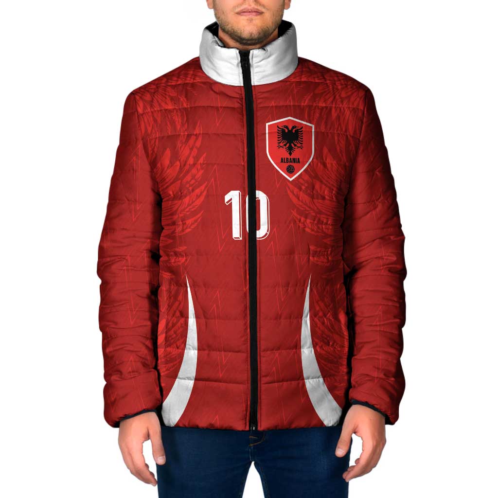 Custom Albania National Football Padded Jacket The Wings Sporty Style - Wonder Print Shop