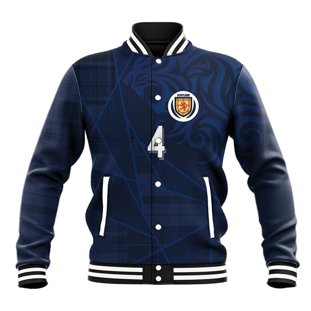 Custom Scotland National Football Baseball Jacket Tartan Patchwork and Sport Lion - Wonder Print Shop